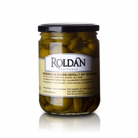 Manzanilla Oliven - gefüllt mit Gürkchen - 230g - Roldan