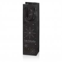 1er - Geschenktragetasche „Weihnachtssterne“ Schwarz + Streifenprägung